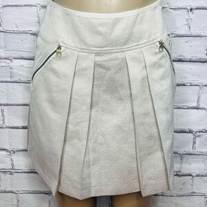Ted Baker Womens Cream Textured Mid-Rise Zippered Pleated Mini Skirt Size 1